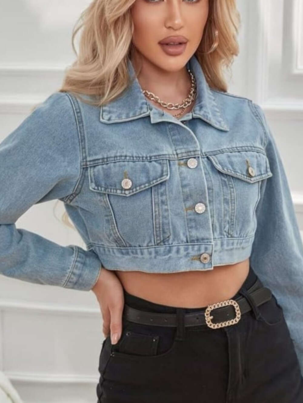 Naked Wardrobe Cropped Denim Jacket